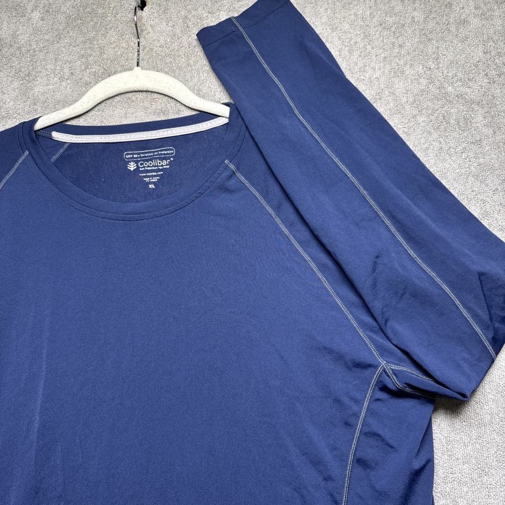 Coolibar Fontainebleau Pullover Men's XL Blue UPF 50+ Sun Shirt Crew Neck